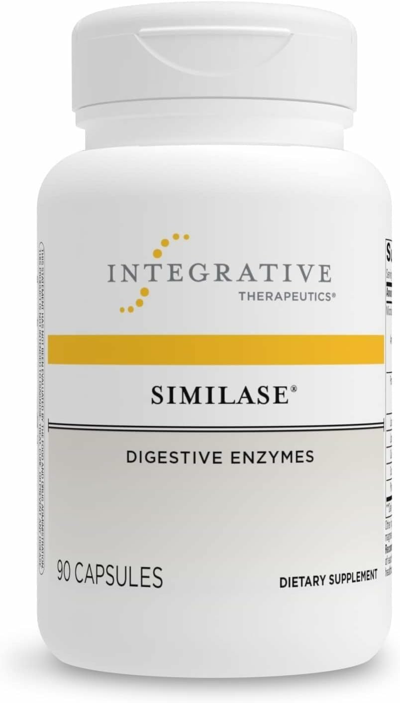 Integrative Therapeutics Similase bottle label highlights vegan digestive enzymes for daily support