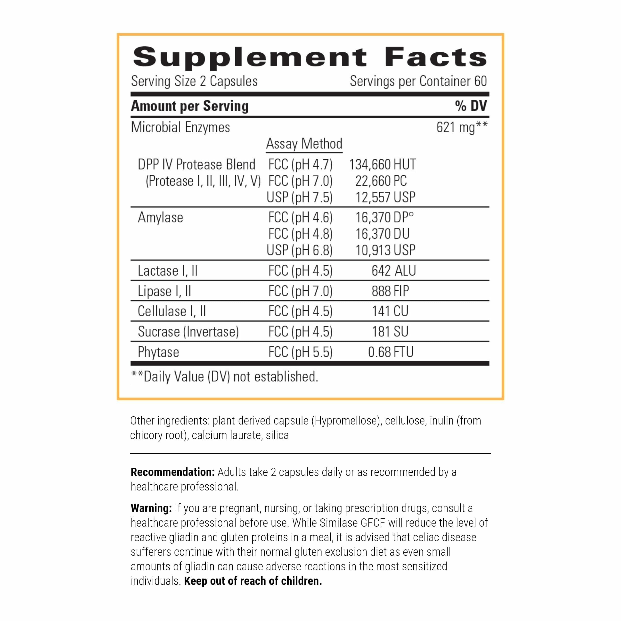 Integrative Therapeutics Similase GFCF capsules closeup highlights vegan digestive enzymes for daily use