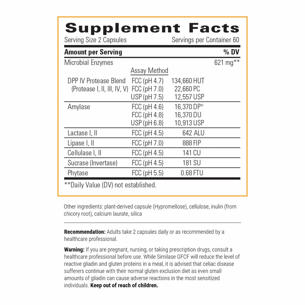 Integrative Therapeutics Similase GFCF capsules closeup highlights vegan digestive enzymes for daily use