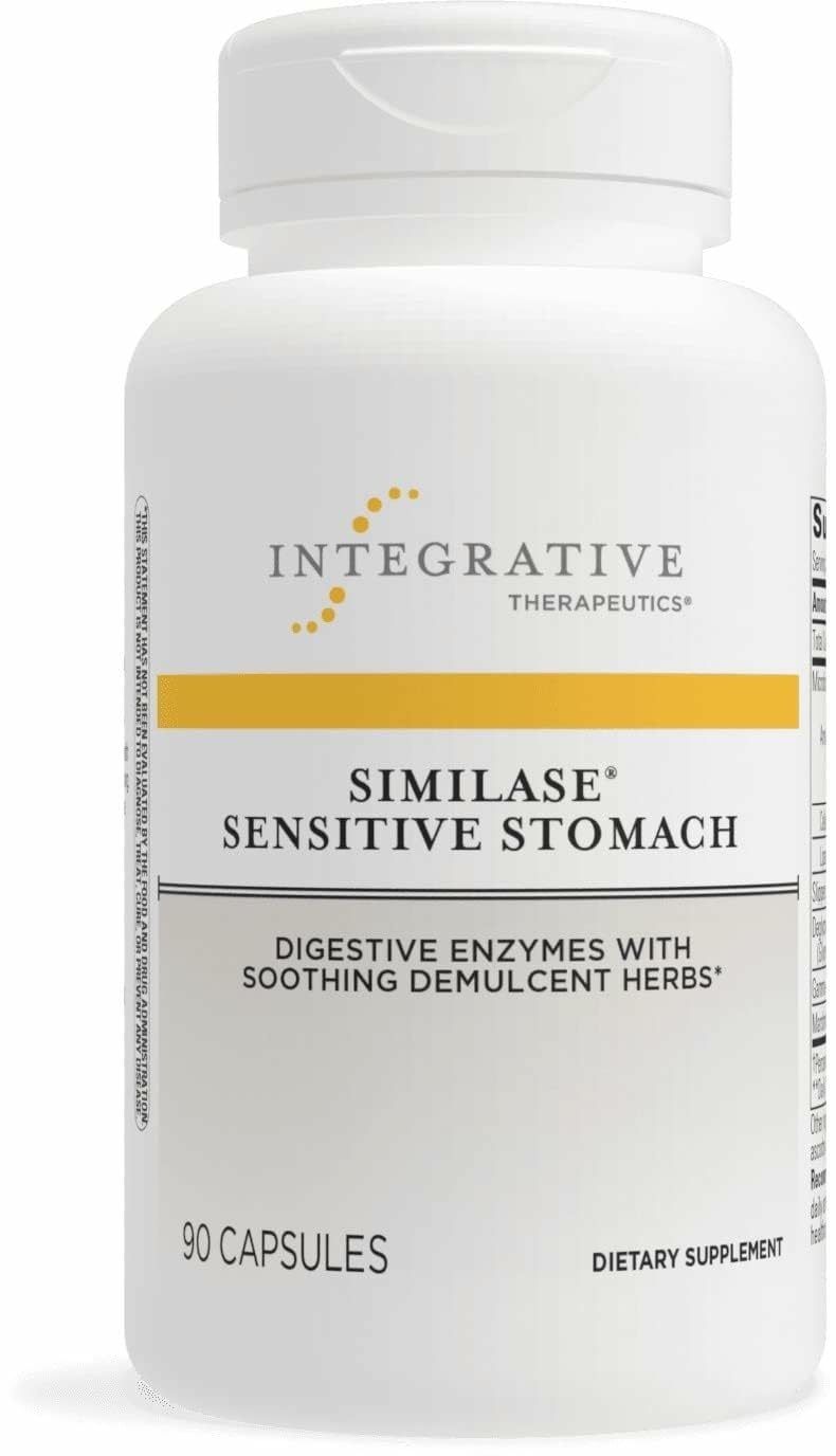 Integrative Therapeutics Similase Sensitive Stomach bottle front shows a dairy-free, gentle support