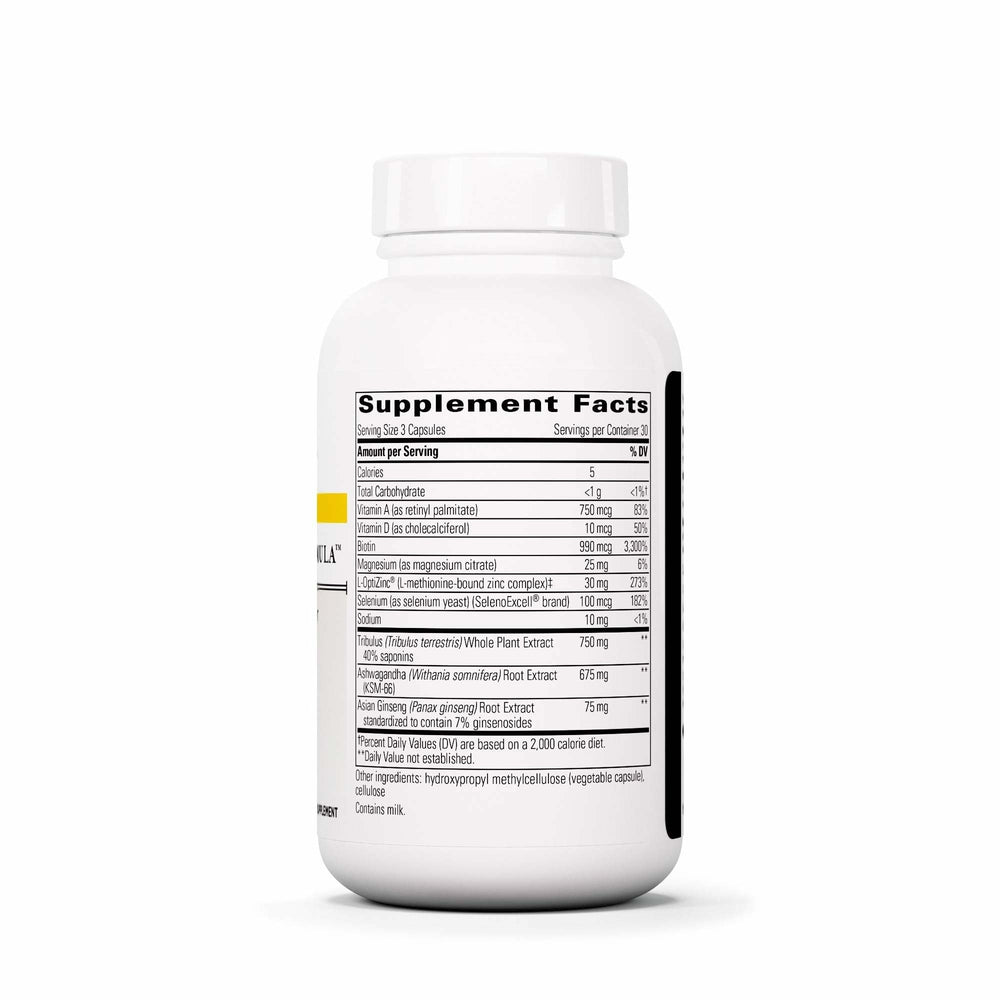 Close-up of Integrative Therapeutics Testosterone Formula capsules for steady daily energy.