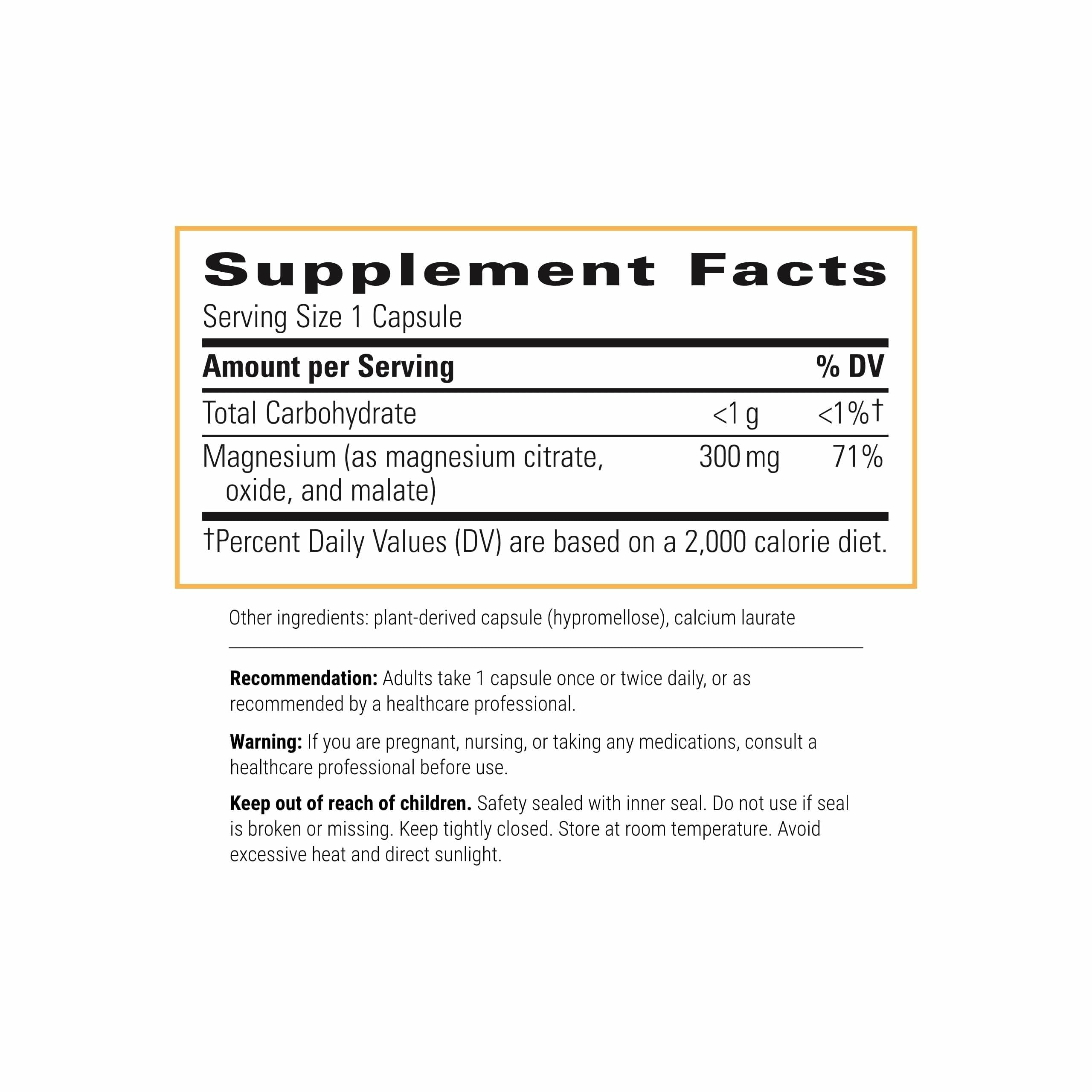 Integrative Therapeutics Tri-Magnesium label details ingredients and serving size.