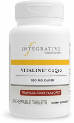 Vitaline CoQ10 bottle front view highlights daily heart and brain support.