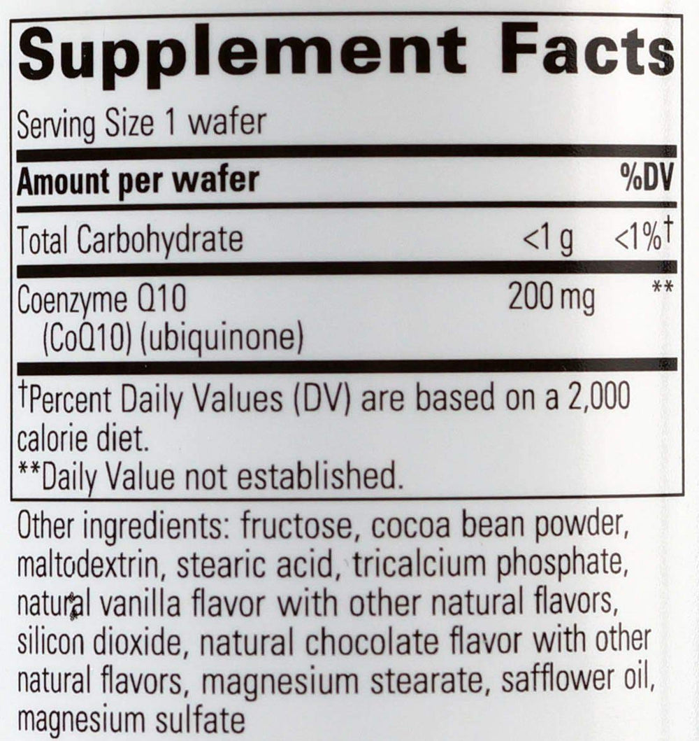 Vitaline CoQ10 chocolate tablets emphasize heart and brain support in a bottle.
