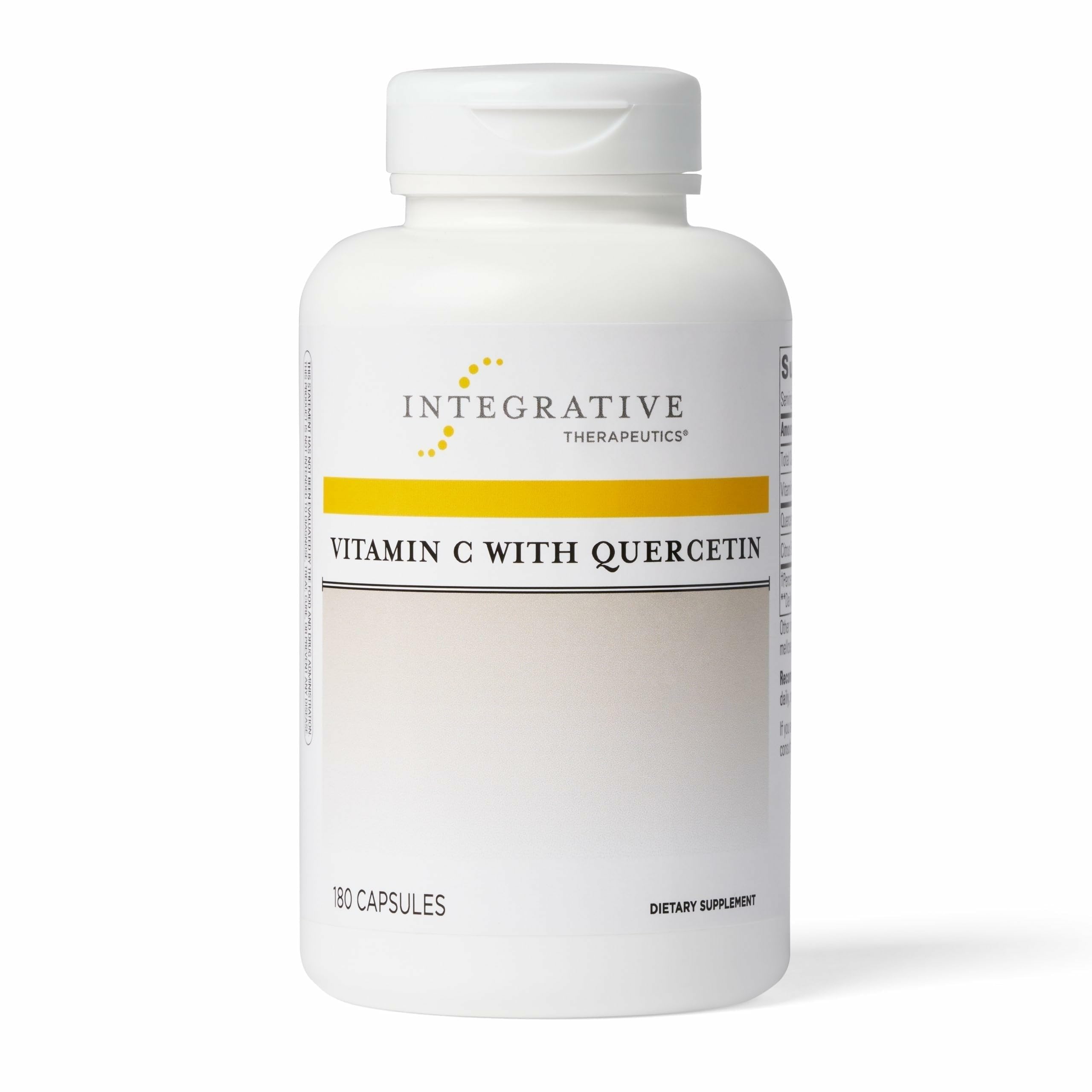Integrative Therapeutics Vitamin C with Quercetin bottle label showing immune support potential