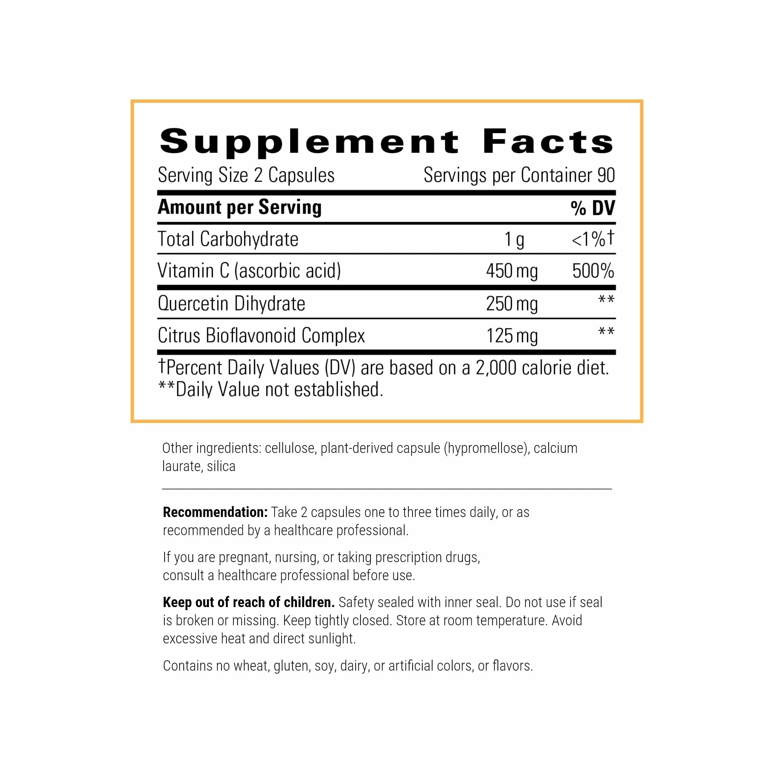 Integrative Therapeutics Vitamin C with Quercetin bottle pour for daily use