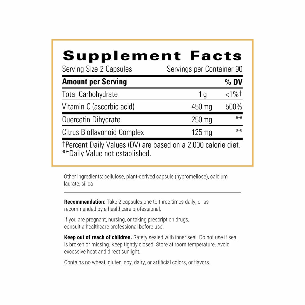 Integrative Therapeutics Vitamin C with Quercetin bottle pour for daily use
