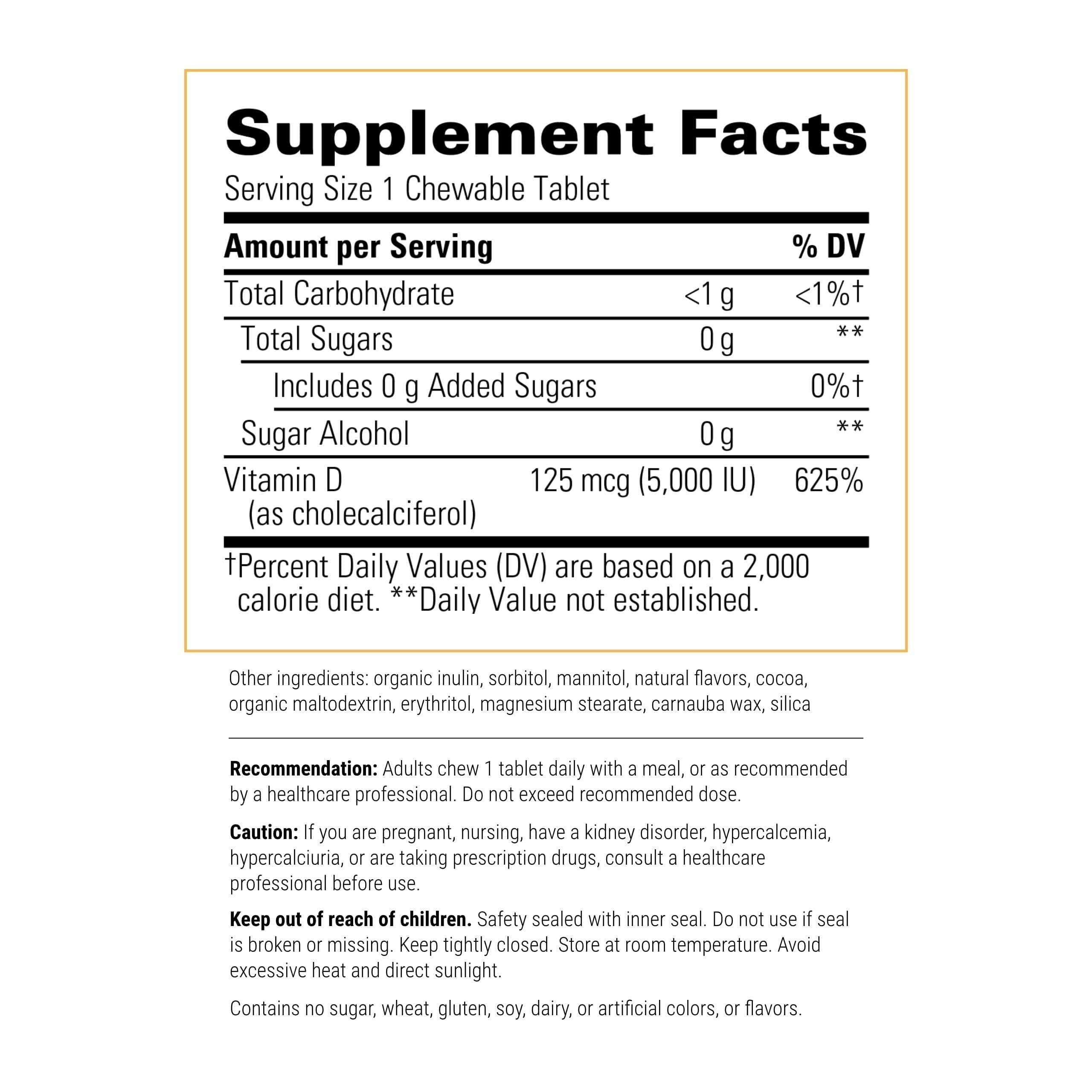 Integrative Therapeutics Vitamin D3 chocolate chewables showcase chocolate flavor.