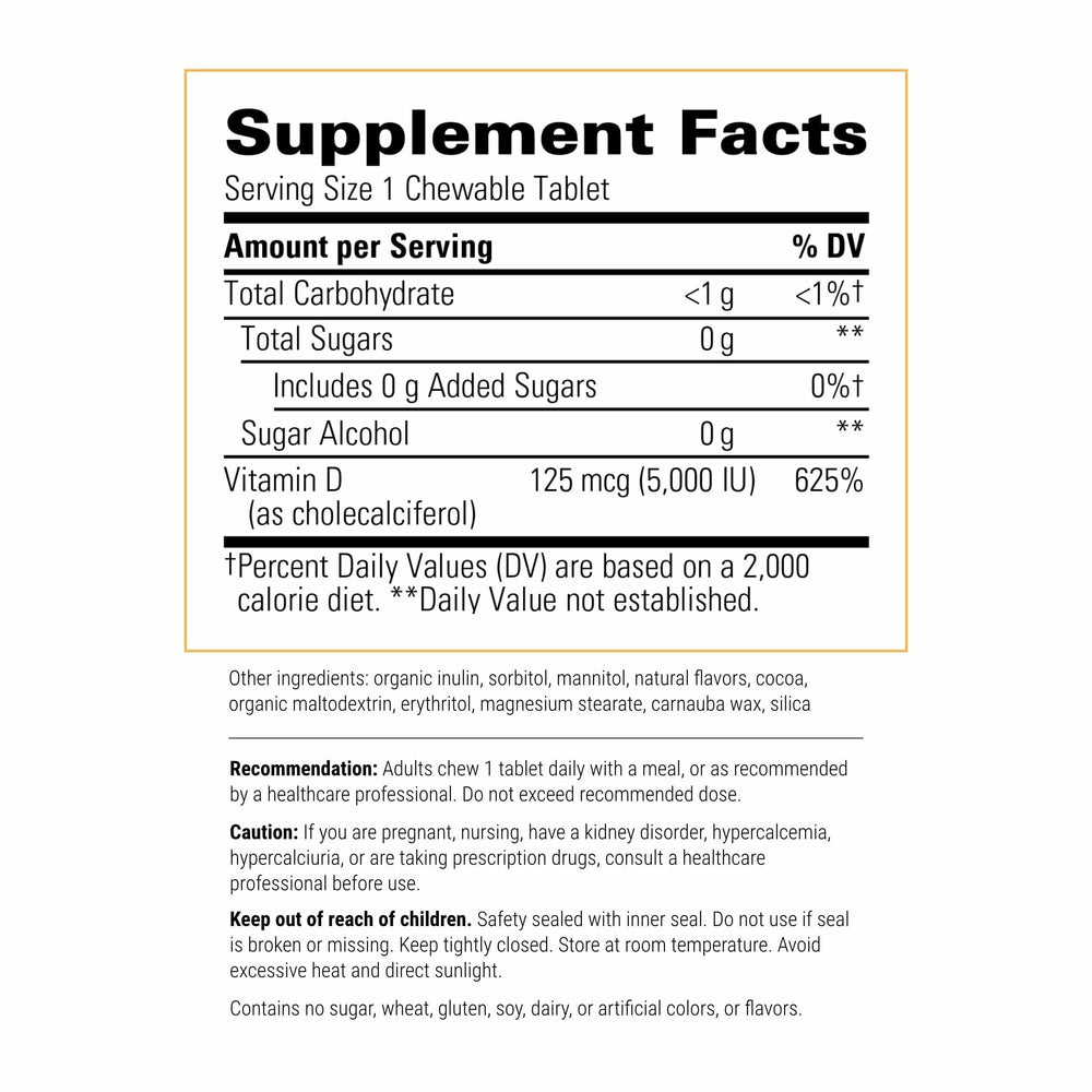 Integrative Therapeutics Vitamin D3 chocolate chewables showcase chocolate flavor.