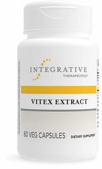 Integrative Therapeutics Vitex Extract bottle highlighted for PMS support and ease of use.