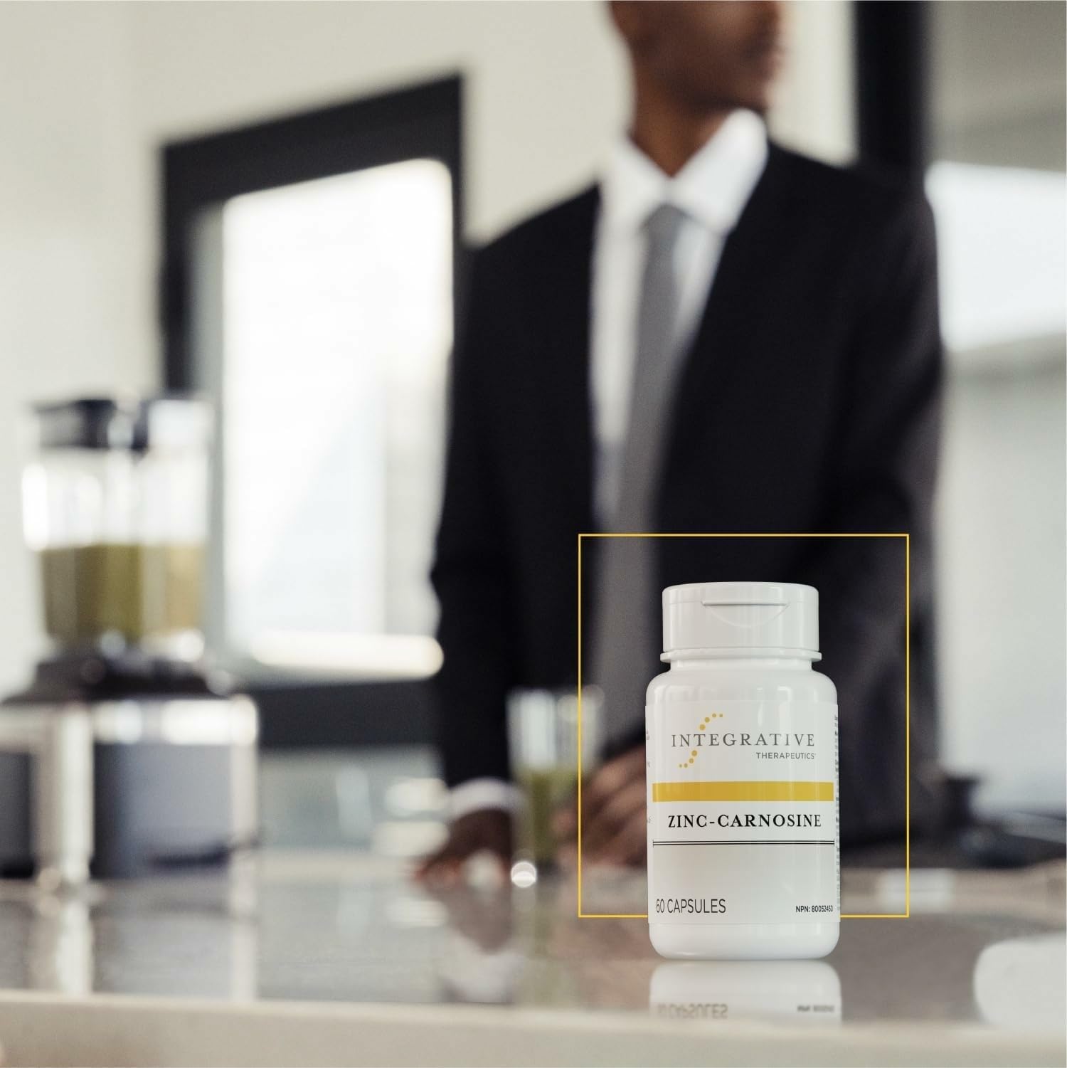 Integrative Therapeutics Zinc-Carnosine packaging shows gluten-free and dairy-free claims
