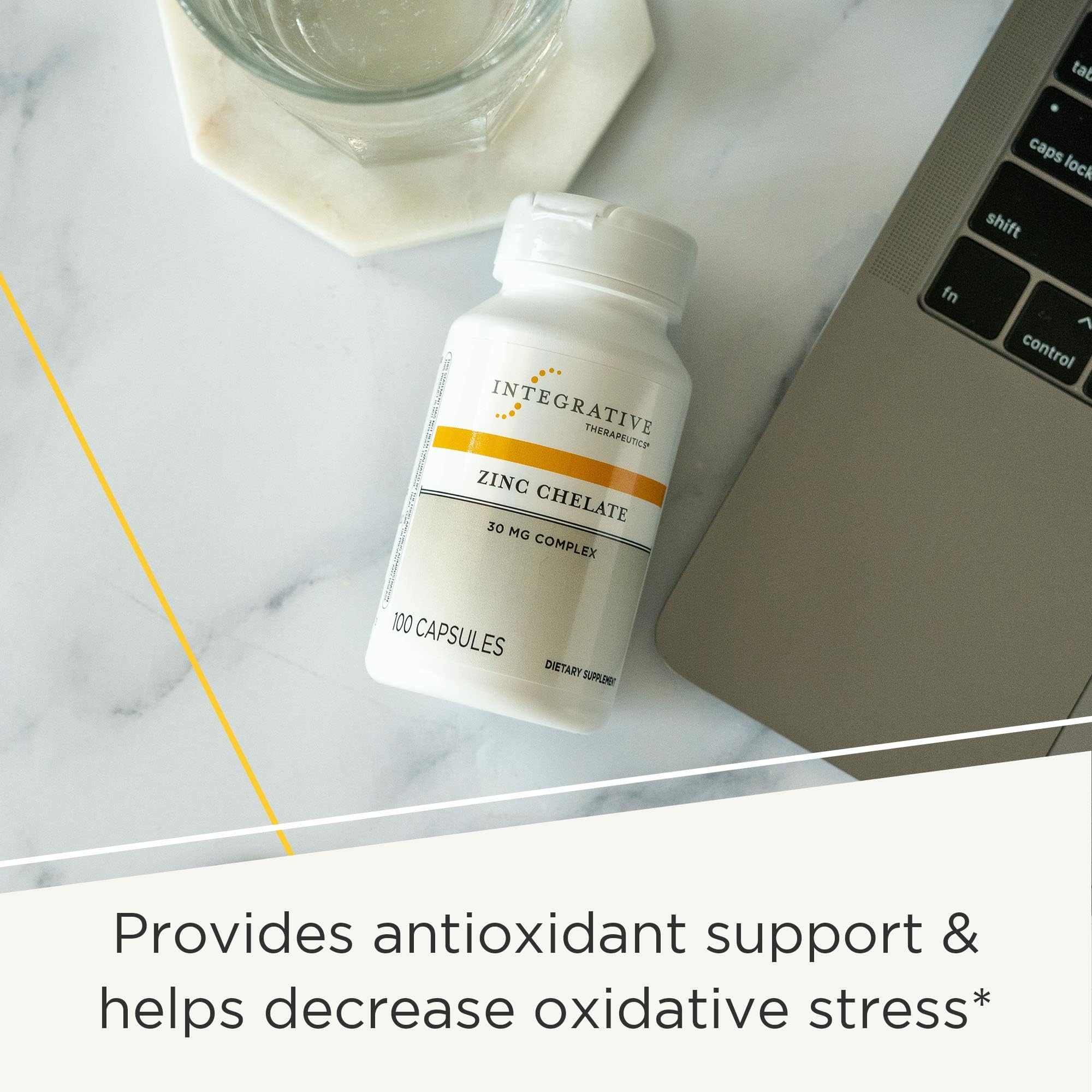 Empaque de Zinc Chelate de Integrative Therapeutics en caja de producto.