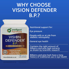 Capsules close-up highlight bilberry and pine bark ingredients for eye wellness.