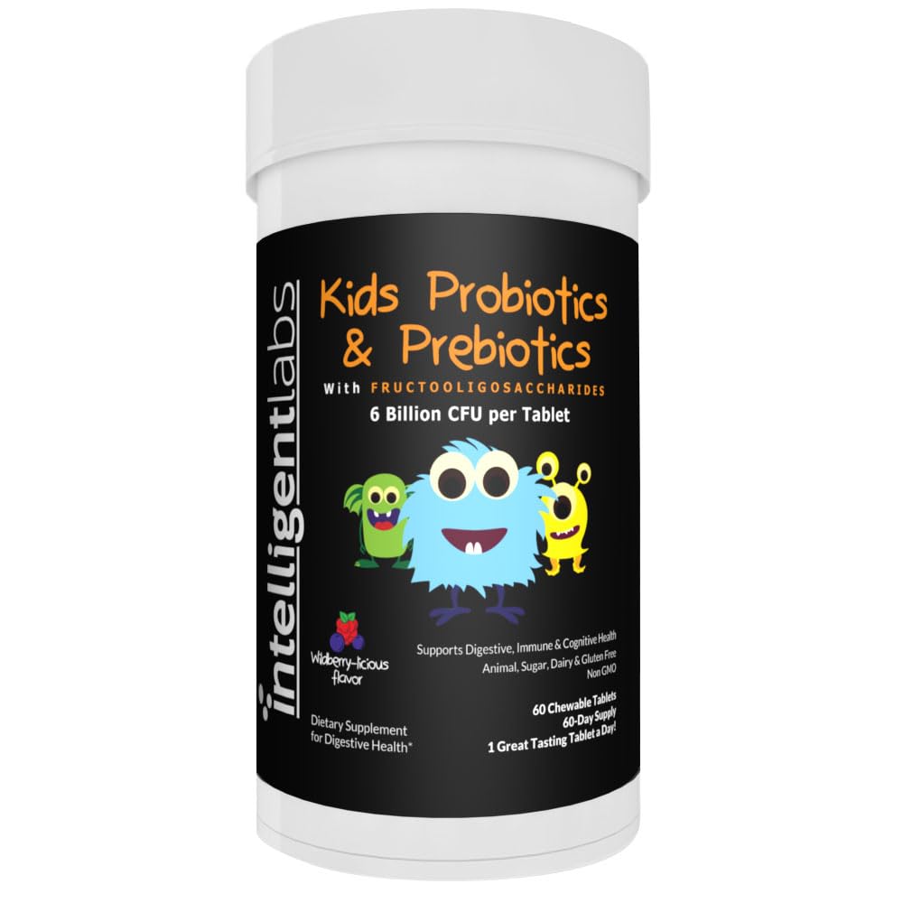 Intelligent Labs 6B CFU kids probiotic bottle with potent strains for daily gut support