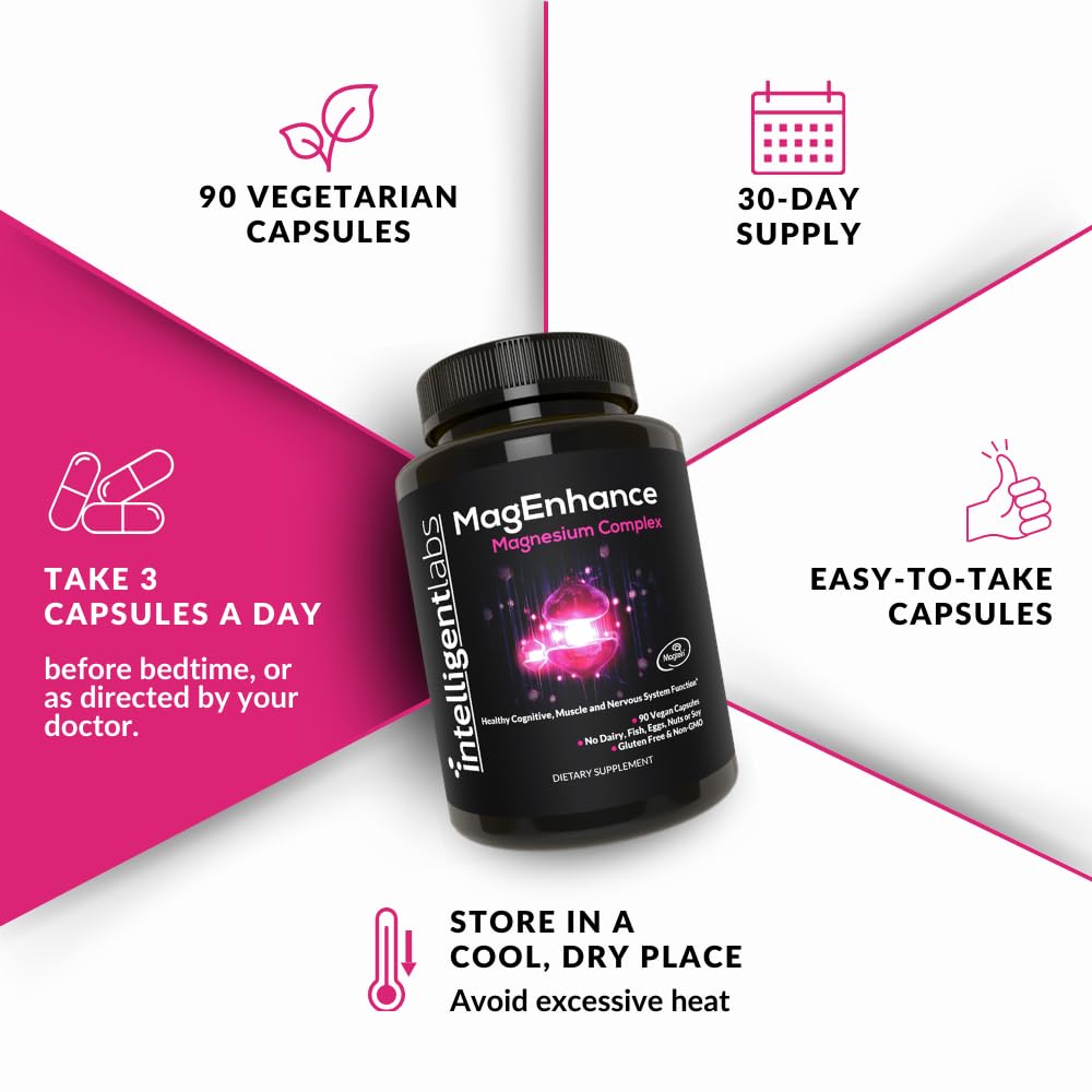 Intelligent Labs MagEnhance capsules spilled from bottle for easy swallowing