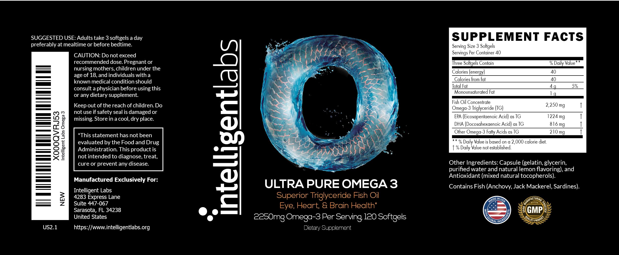 Intelligent Labs wild-caught sourcing label emphasizes sustainable omega-3.