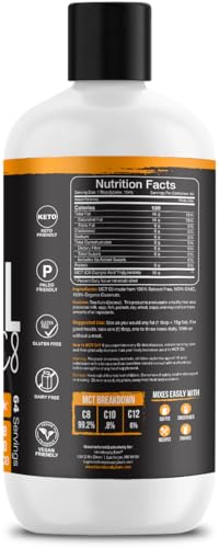 Intentionally Bare Organic MCT Oil label close-up emphasizing purity for keto-friendly fat.