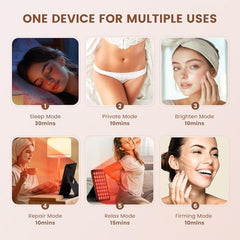 Close-up of INTEO red light therapy on facial area for daily skin care