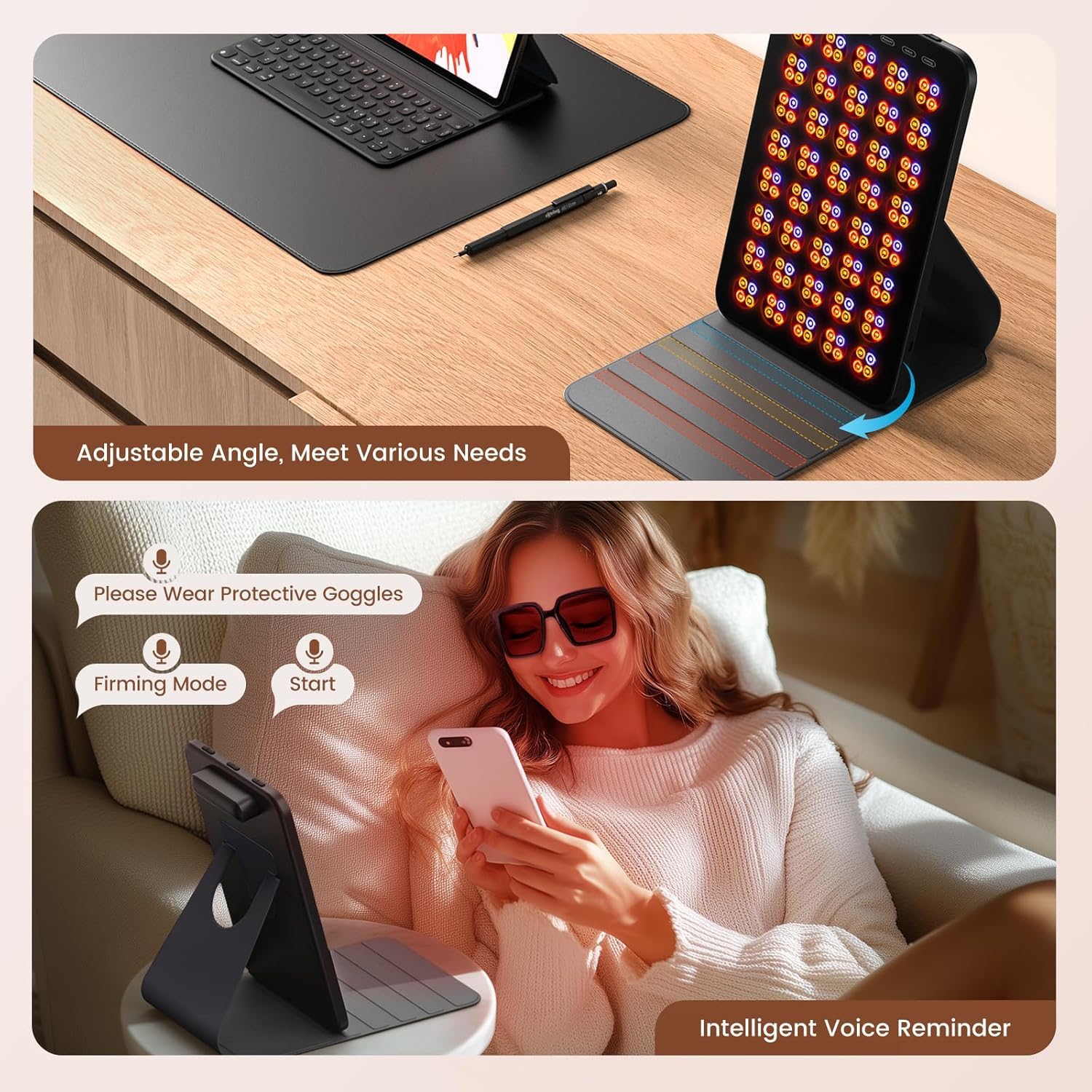 INTEO protective goggles included for safe red light therapy