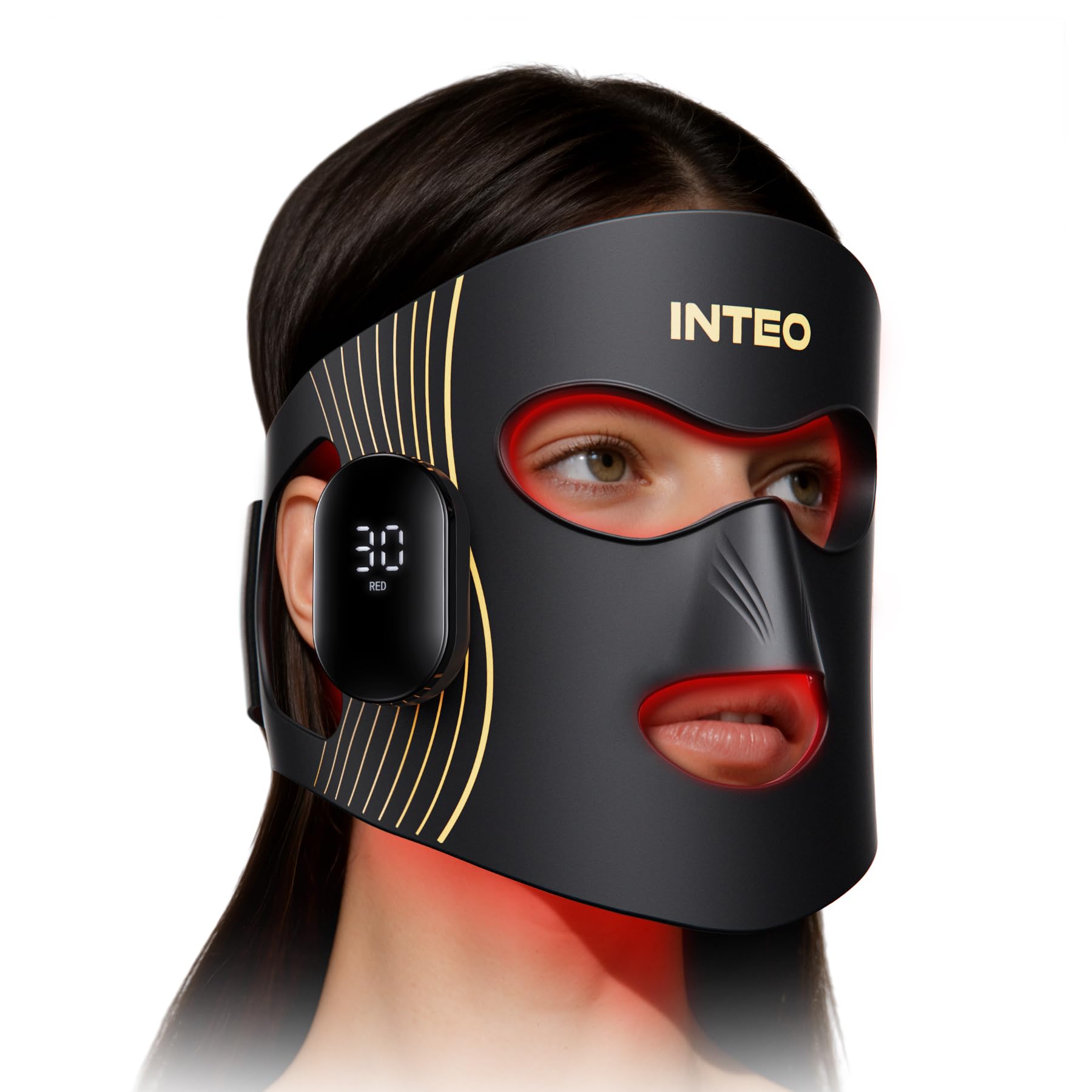 INTEO Red Light Therapy Face Mask front view for even skin tone and elasticity