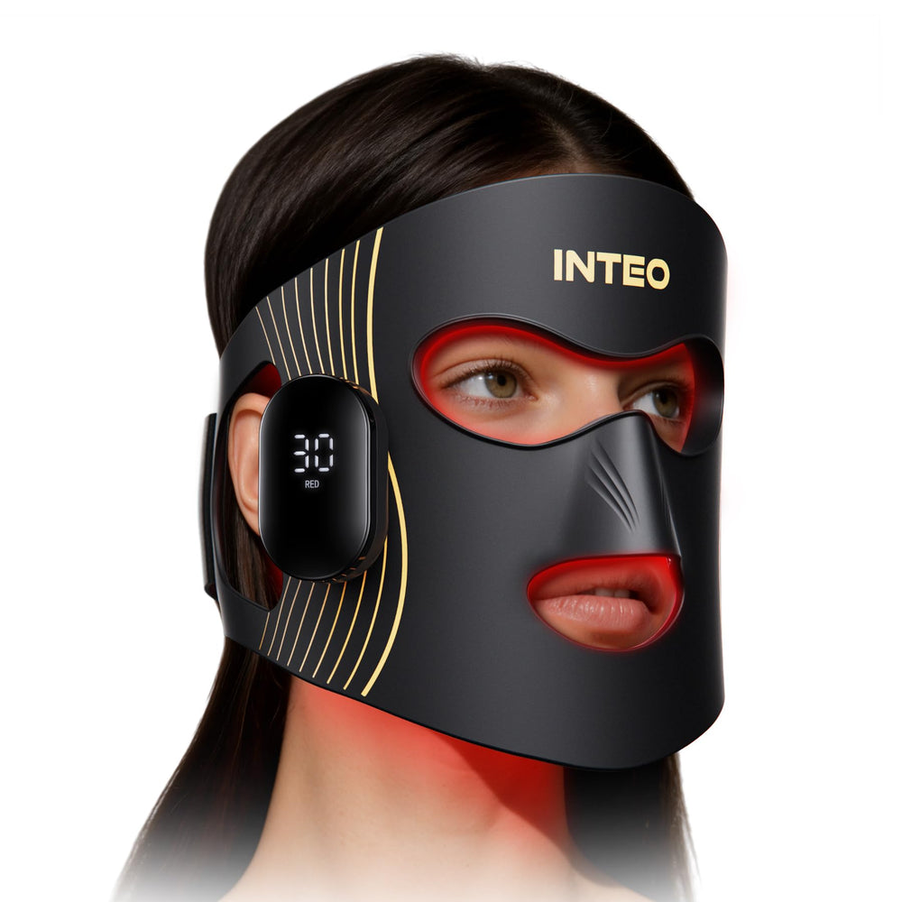 INTEO Red Light Therapy Face Mask front view for even skin tone and elasticity