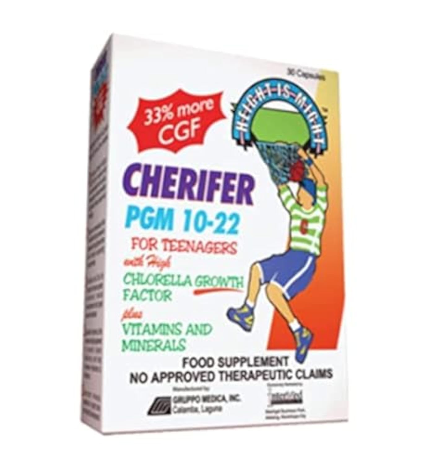 Intermed Cherifer PGM 10-22 bottle pack for teen growth support.