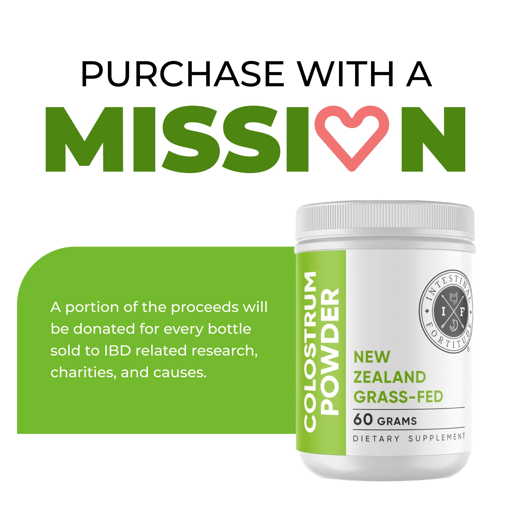 Intestinal Fortitude glass with powder suggests digestive health benefits.