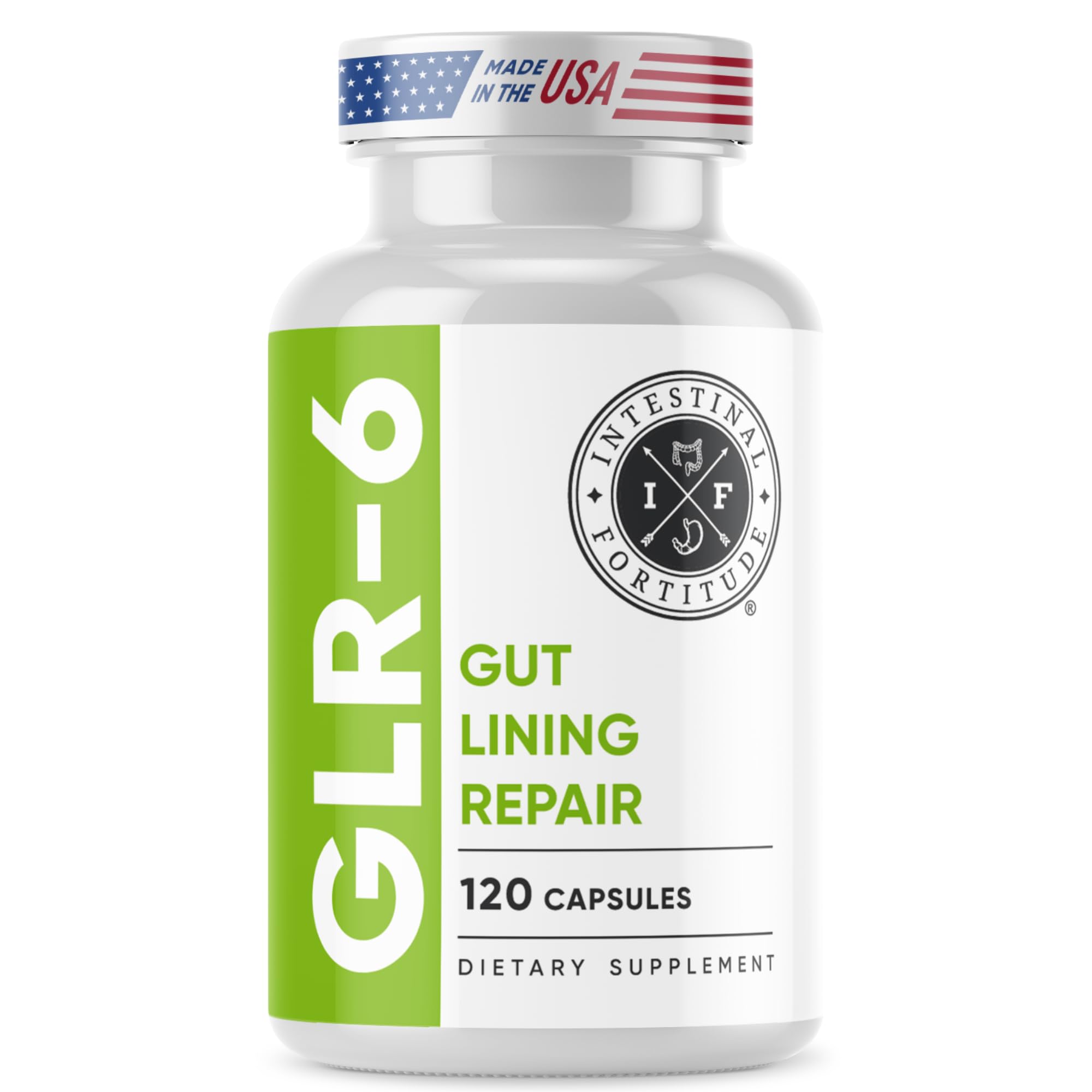 Intestinal Fortitude GLR-6 bottle front view vegan gut lining repair formula
