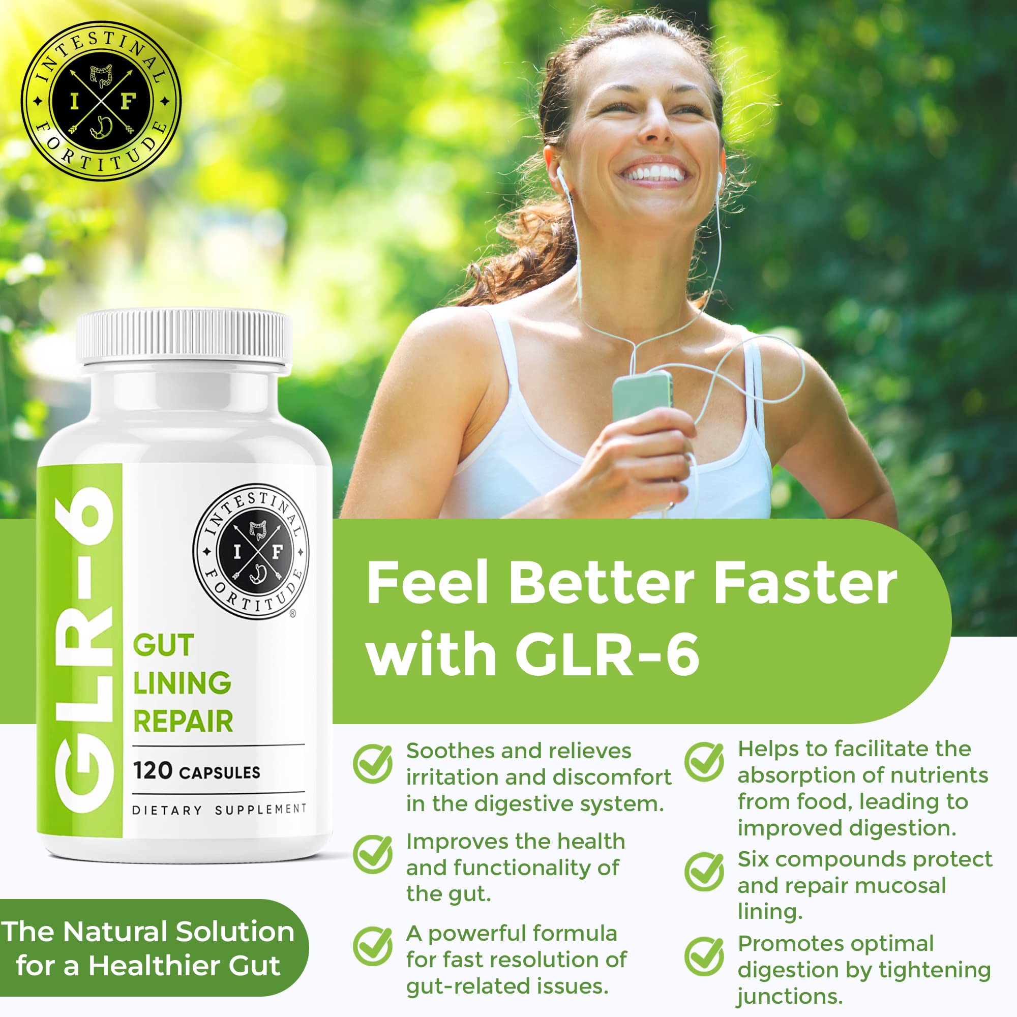 Intestinal Fortitude GLR-6 ingredients: L-glutamine for gut lining support