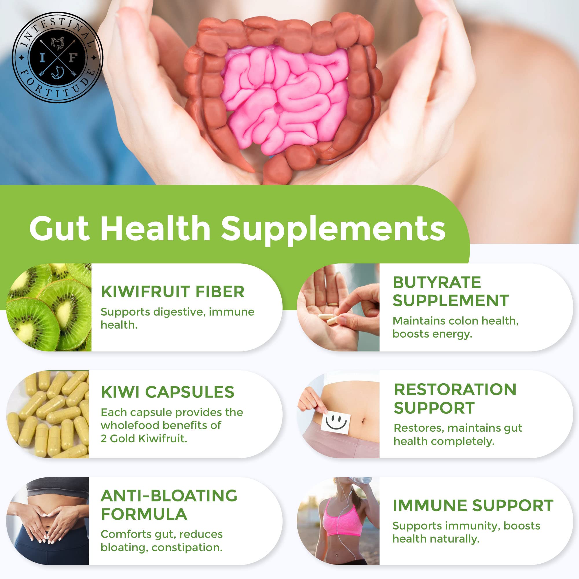 Intestinal Fortitude PREbiotic Gold kiwifruit ingredient close-up showcasing premium sourcing.