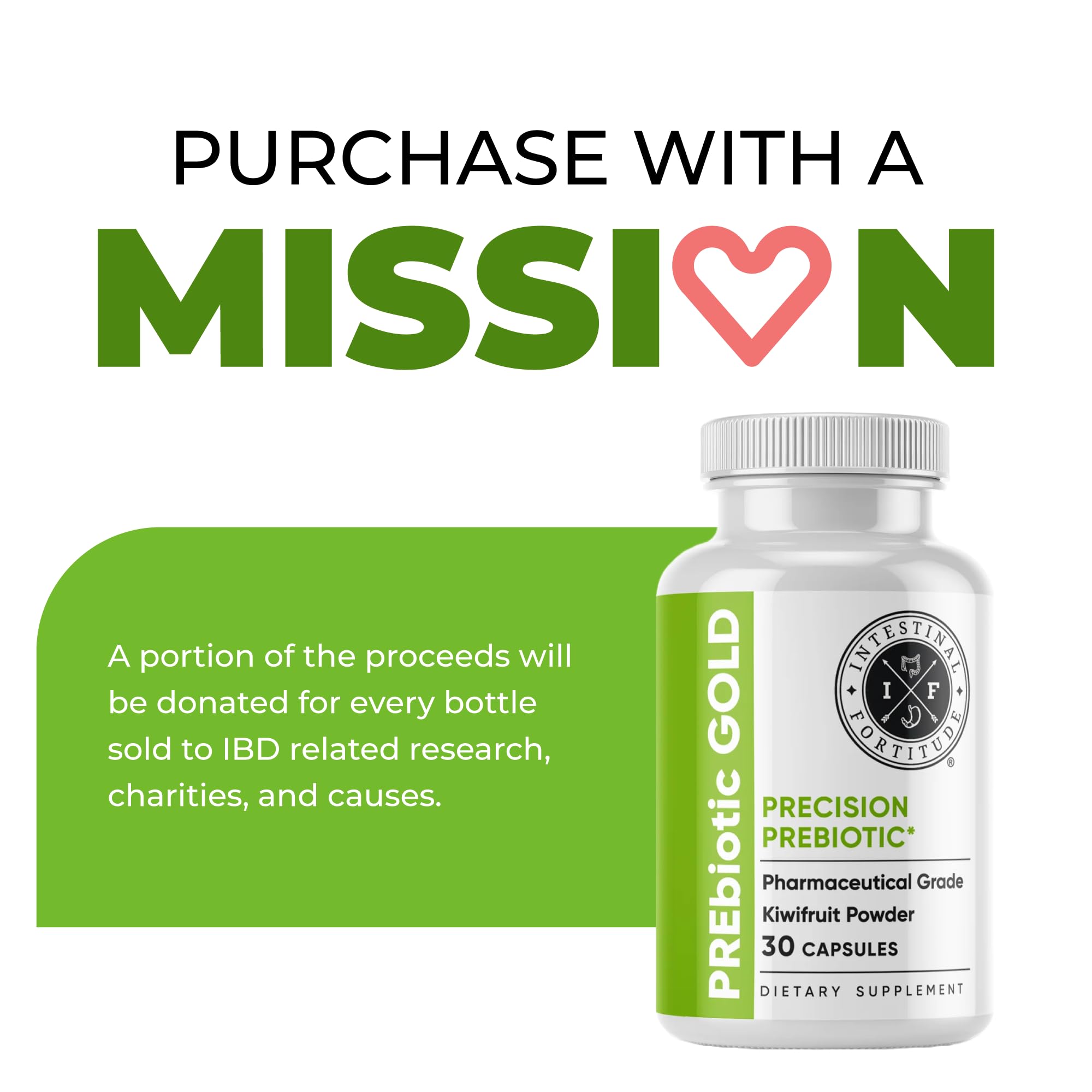 Intestinal Fortitude PREbiotic Gold label highlights shelf-stable, dairy-free solution.