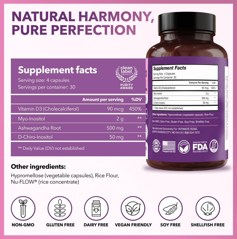 Intimate Rose 40:1 ratio capsules demonstrating targeted hormonal balance support.