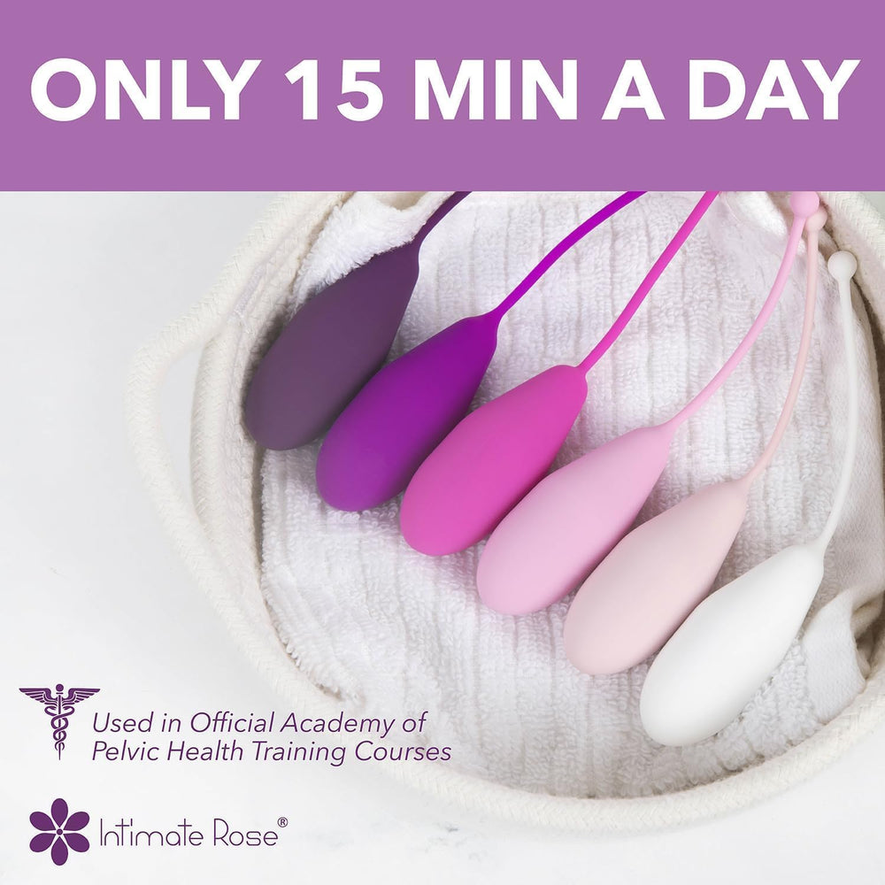Intimate Rose biofeedback Kegel weights demonstrate natural cues during practice.