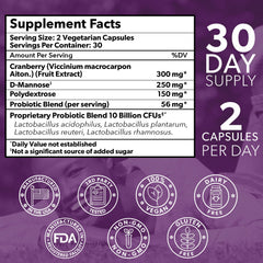 Intimate Rose Cranberry-D-Mannose ingredients indicating targeted support