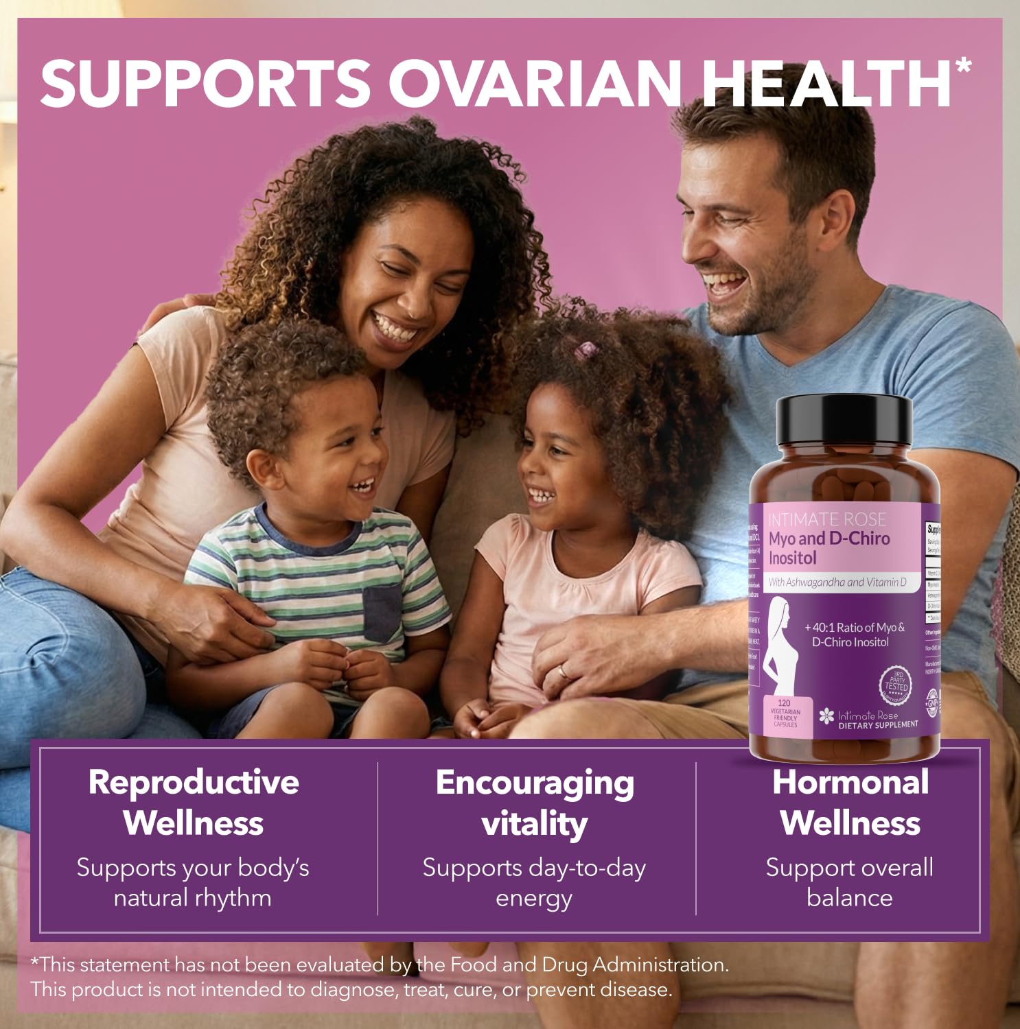 Intimate Rose daily-use capsules arranged neatly suggest easy routine for women’s health.