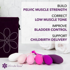 Intimate Rose Kegel training kit with weights and guide for progressive workouts.