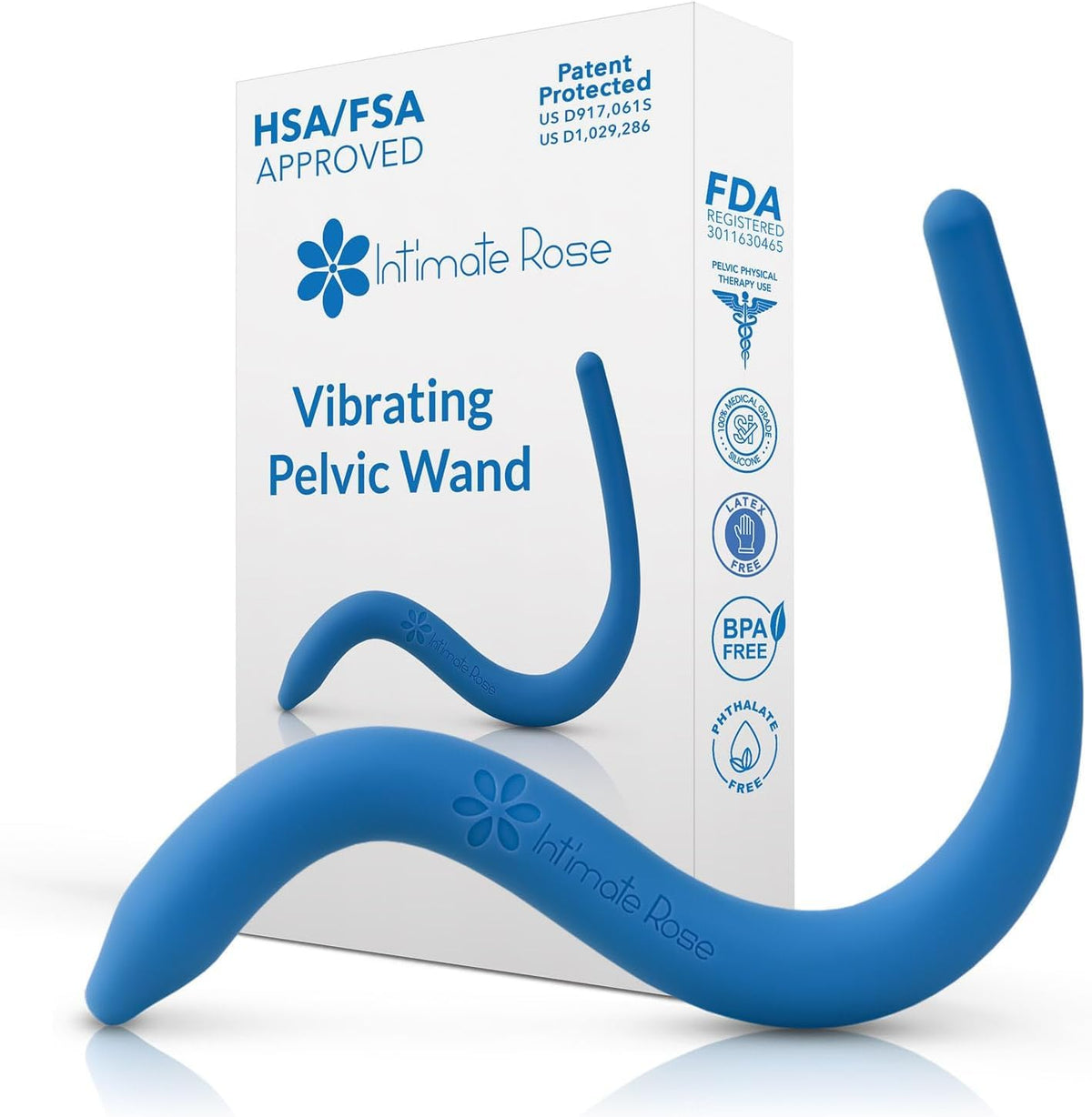 Intimate Rose vibrating pelvic wand with angled design for deep pelvic trigger point relief