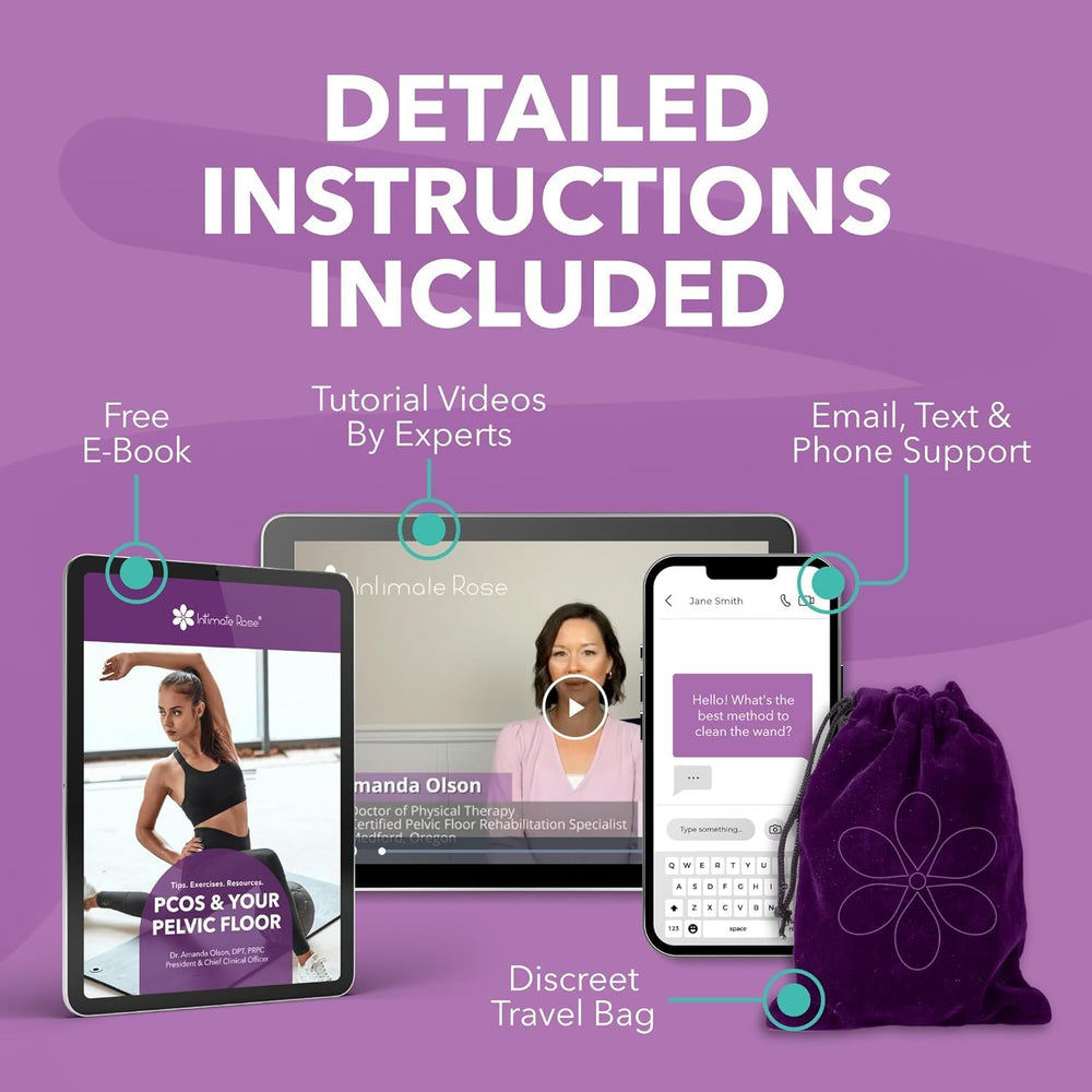 Intimate Rose Vibrating Pelvic Wand comes with expert guidance and instructional resources.