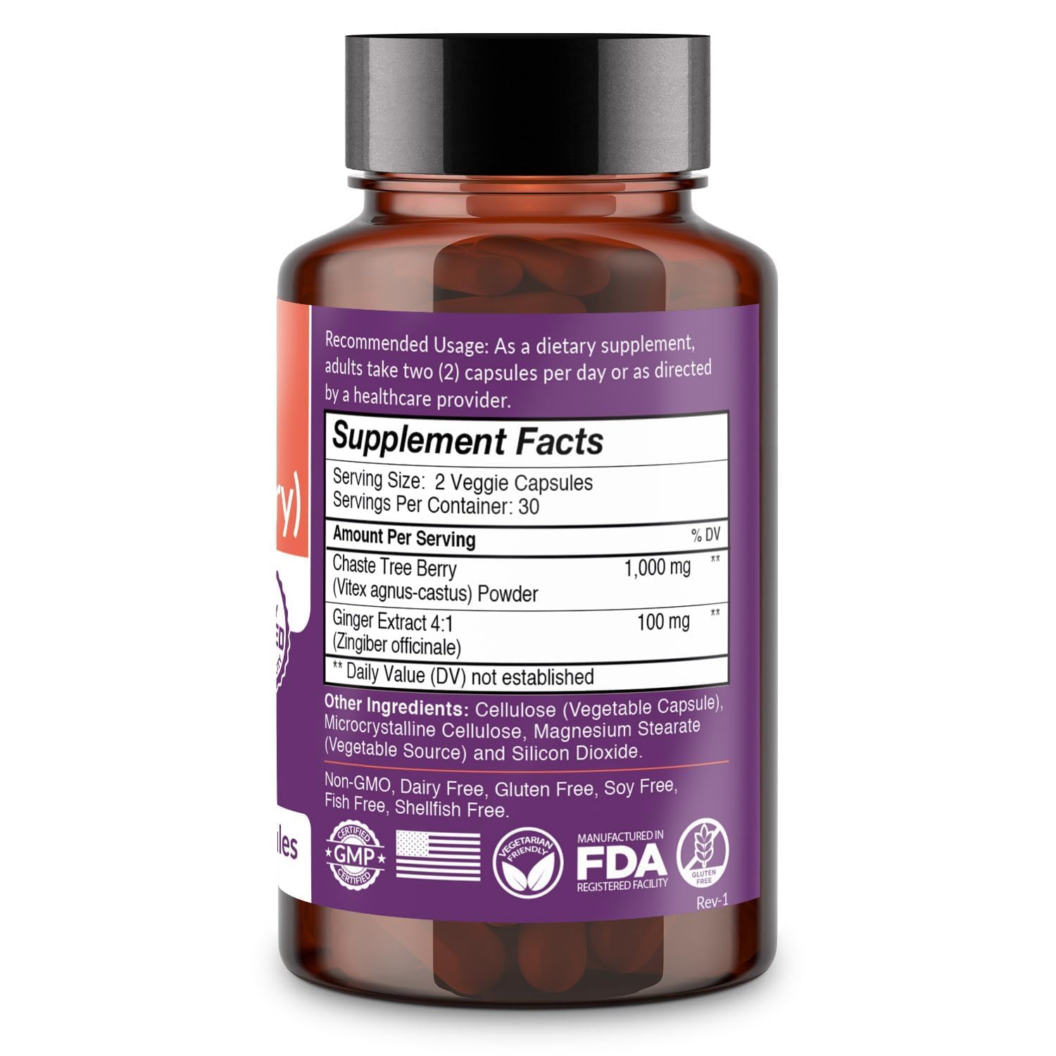 Intimate Rose Vitex bottle held in hand; convenient month-long supply.