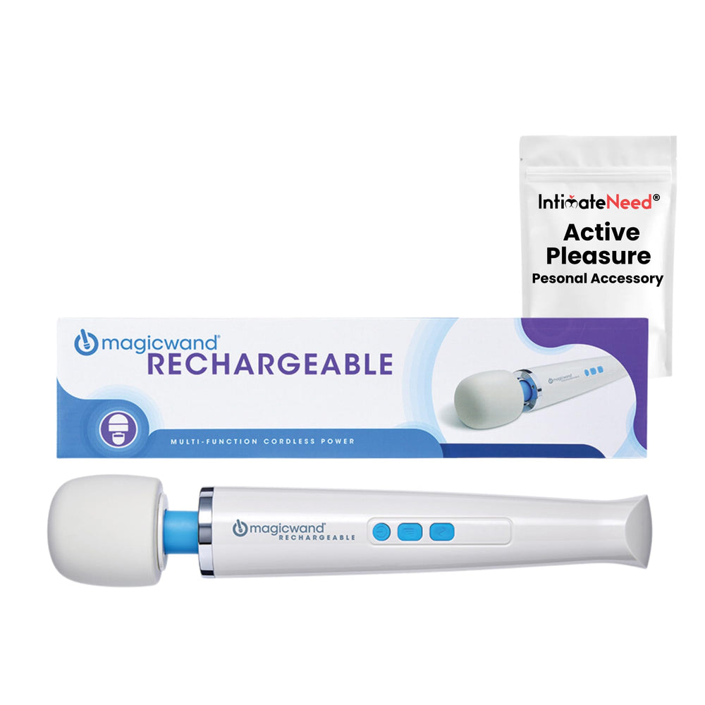 IntimateNeed Hitachi Magic Wand head close-up shows powerful vibrations for precise stimulation.