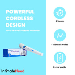 IntimateNeed Hitachi Magic Wand rechargeable battery view emphasizes cordless convenience for ready sessions.