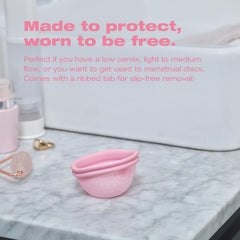 INTIMINA Ziggy Cup 2 ribbed tab for slip-free removal during activities.