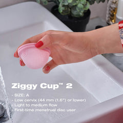 INTIMINA Ziggy Cup 2 Size B for higher cervix and lighter to heavier flow.