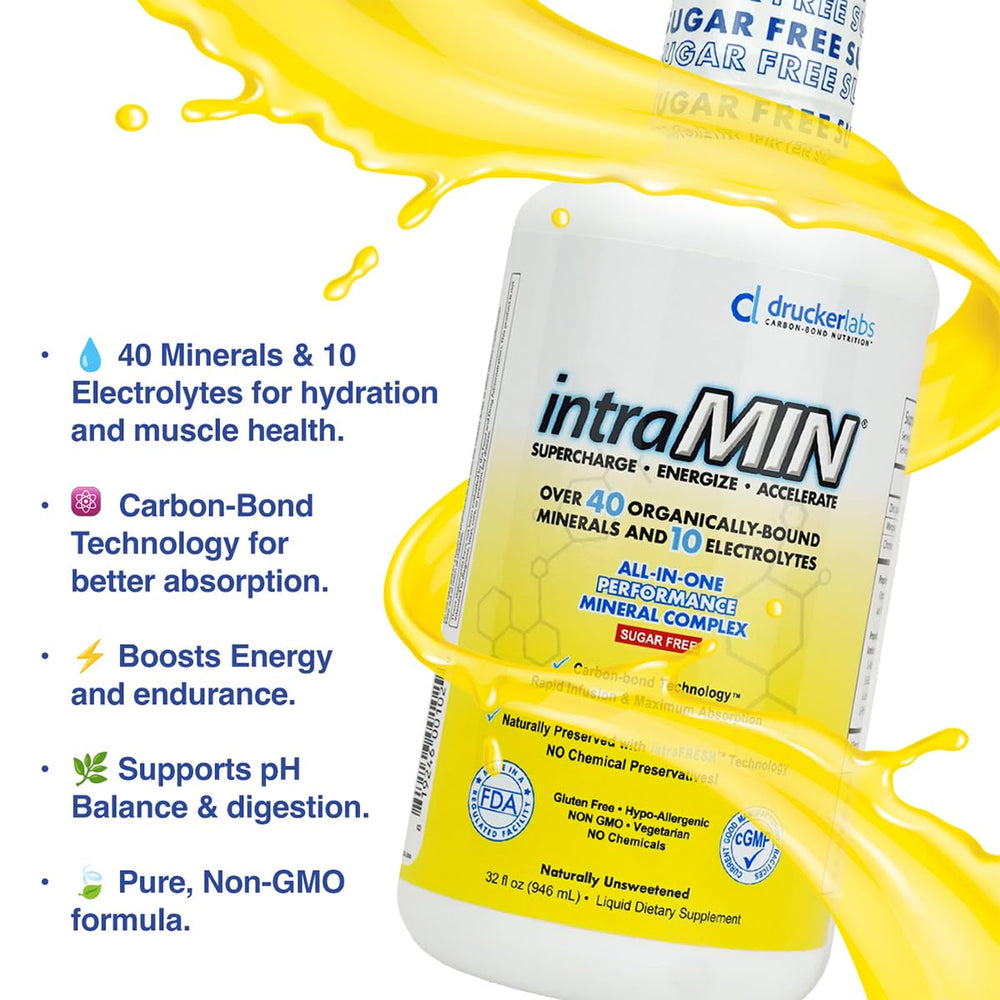 32 oz IntraMIN unflavored bottle on kitchen counter