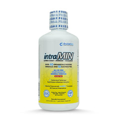 IntraMIN bottle pouring into a glass for easy daily minerals