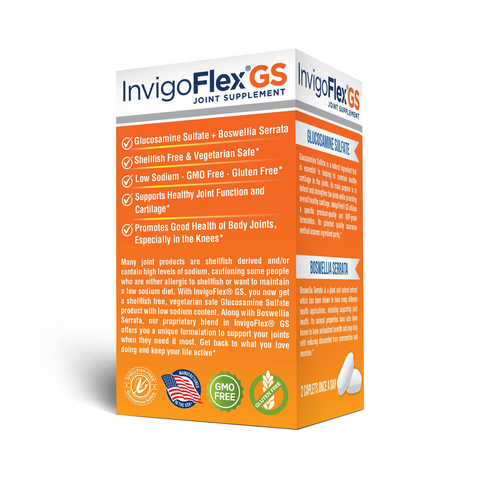 INVIGOFLEX GS gluten-free symbol on pack supports dietary restrictions
