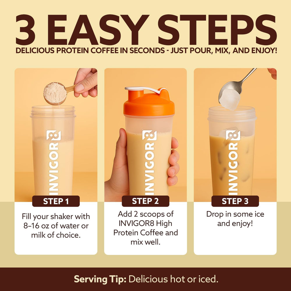 INVIGOR8 hot or iced serving setup shows versatility for any time of day.
