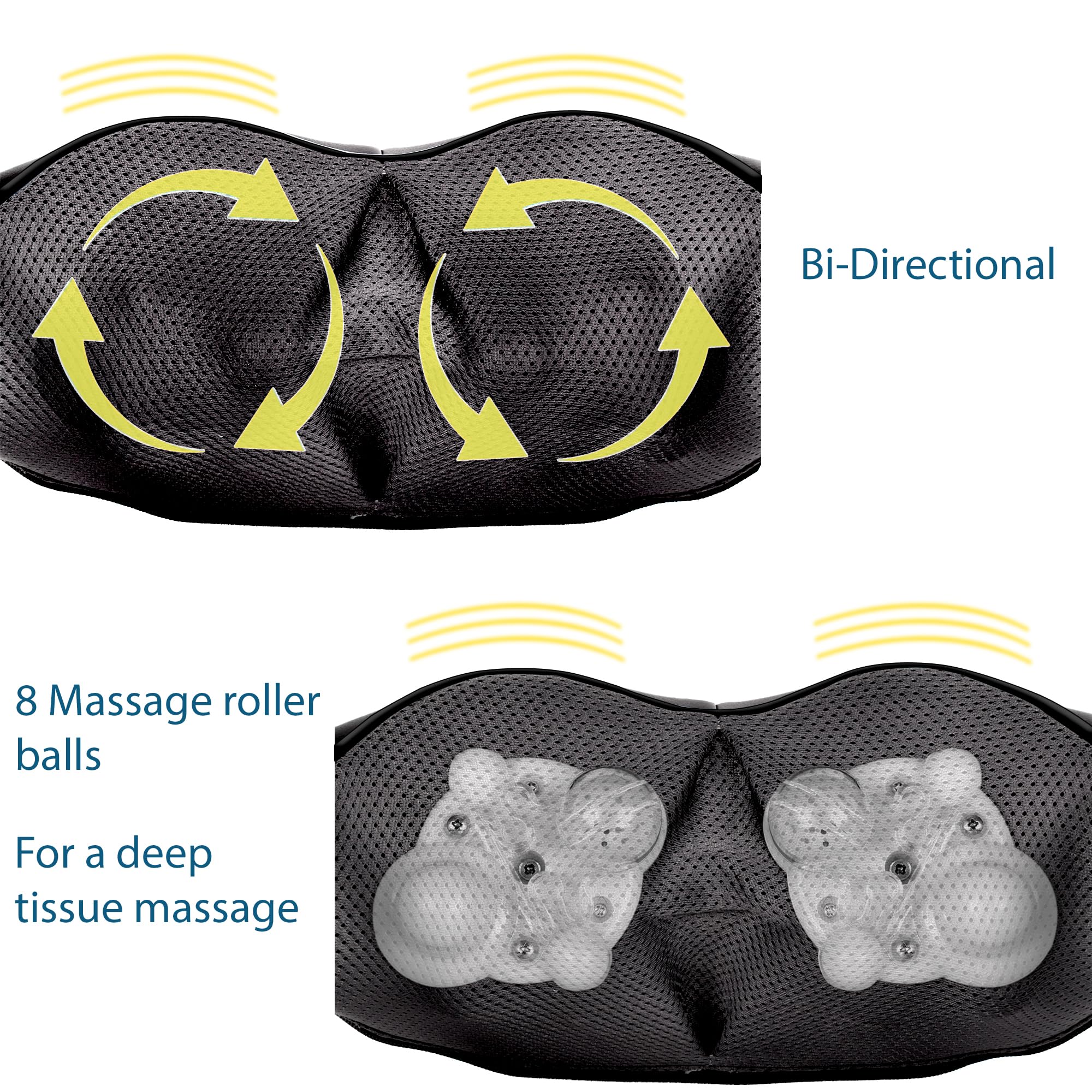 InvoSpa Shiatsu Massager with 8 roller balls for deep tissue massage.