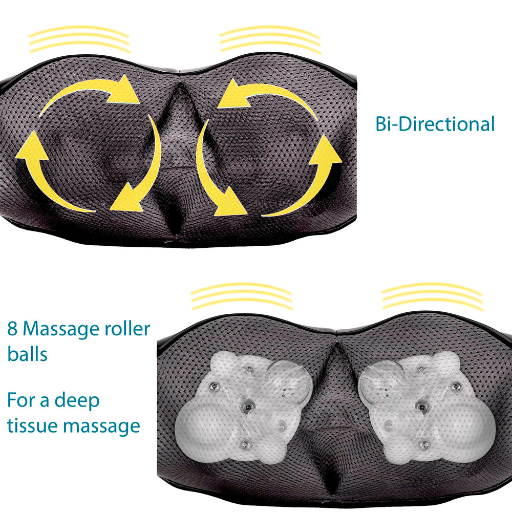 InvoSpa Shiatsu Massager with 8 roller balls for deep tissue massage.