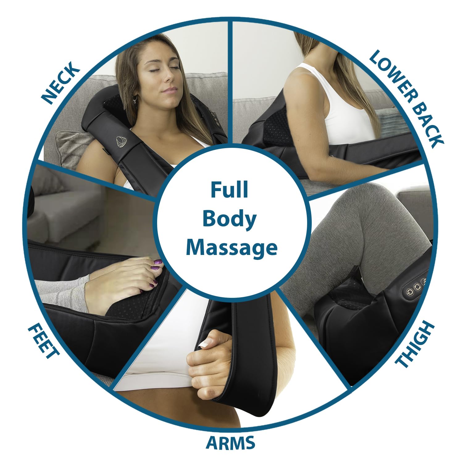 InvoSpa Shiatsu Massager offers adjustable intensity for personalized pressure.